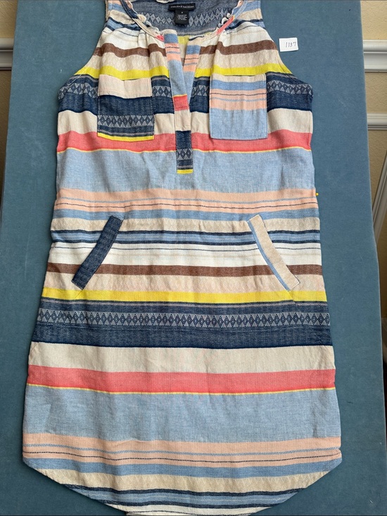 Chelsea & Theodore Dresses & Skirts - Chelsea & Theodore Multicolor Striped Midi Dress - Blue, Pink, Yellow, Navy